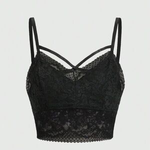 SALE Black Floral Lace Cami Lingerie Crop Top